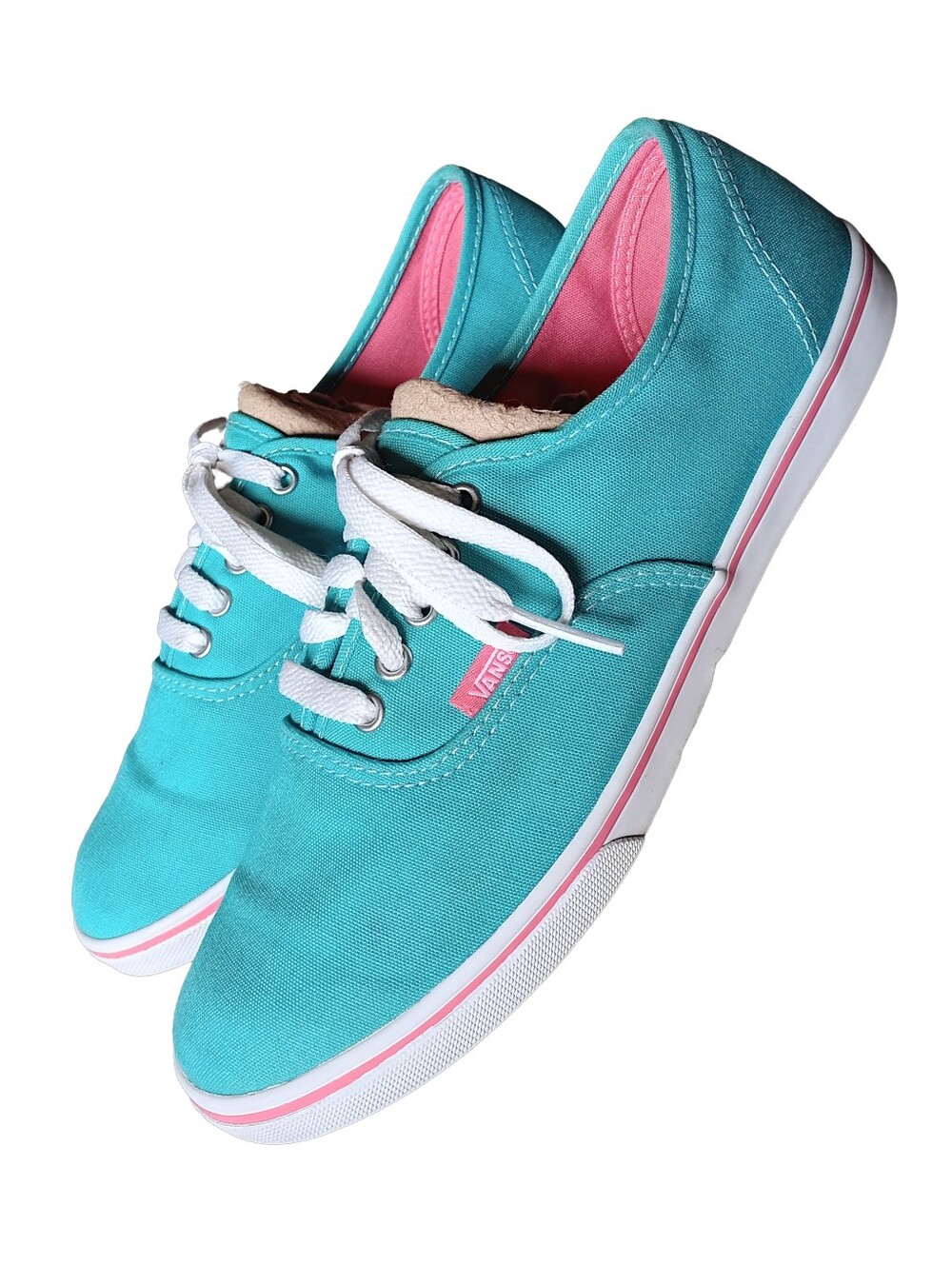 🩷🩵 Vans Authentic Low Top Sneakers Teal Turquoise Pink Skate Shoes 7.5 9